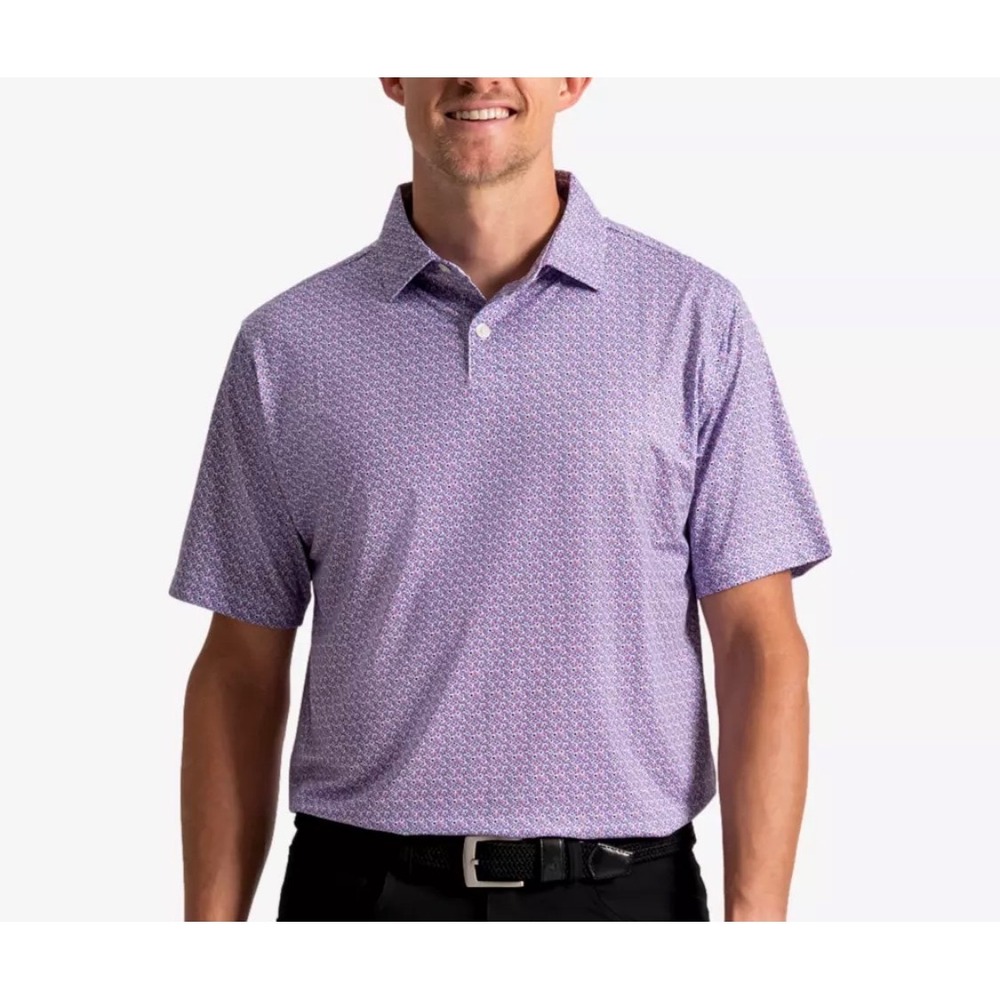 FootJoy Golf Polo Mens‎ Large Purple Floral Microprint Stretch Performance Shirt